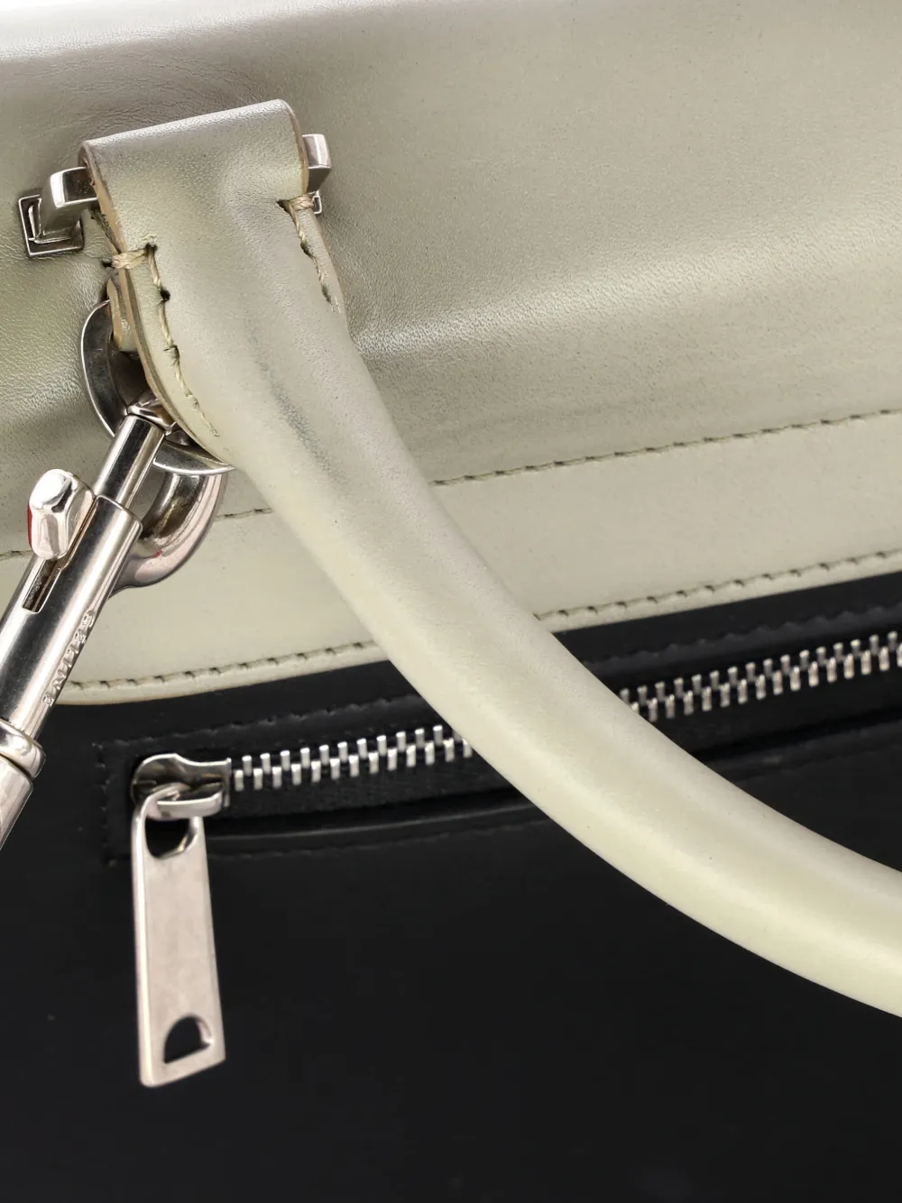 Tricolor Trapeze Bag Leather Small Satchel
