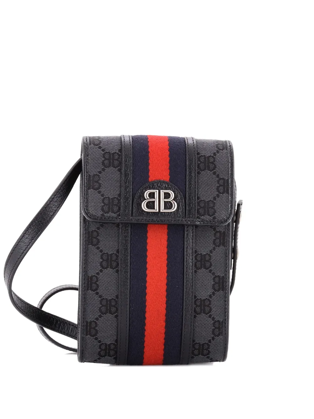 Balenciaga Pre-Owned x Gucci The Hacker Project Web Phone Bag BB Canvas crossbody bag - Nero