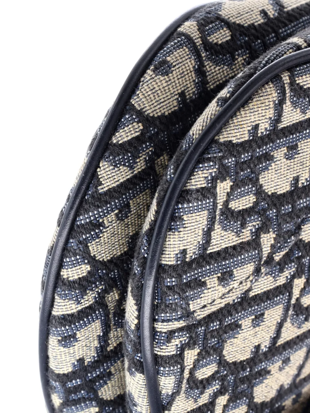 DIOR Pre-owned Saddle Handbag Oblique Canvas Mini Shoulder Bag In Blue