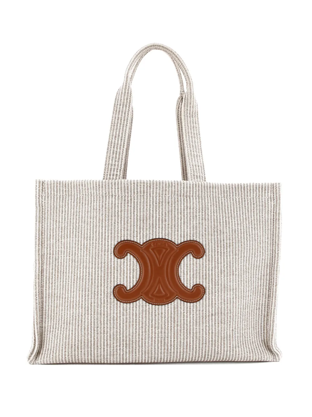 Celine Pre-Owned Cabas Thais Triomphe Striped Canvas Large tote bag | Neutrals | Image 1