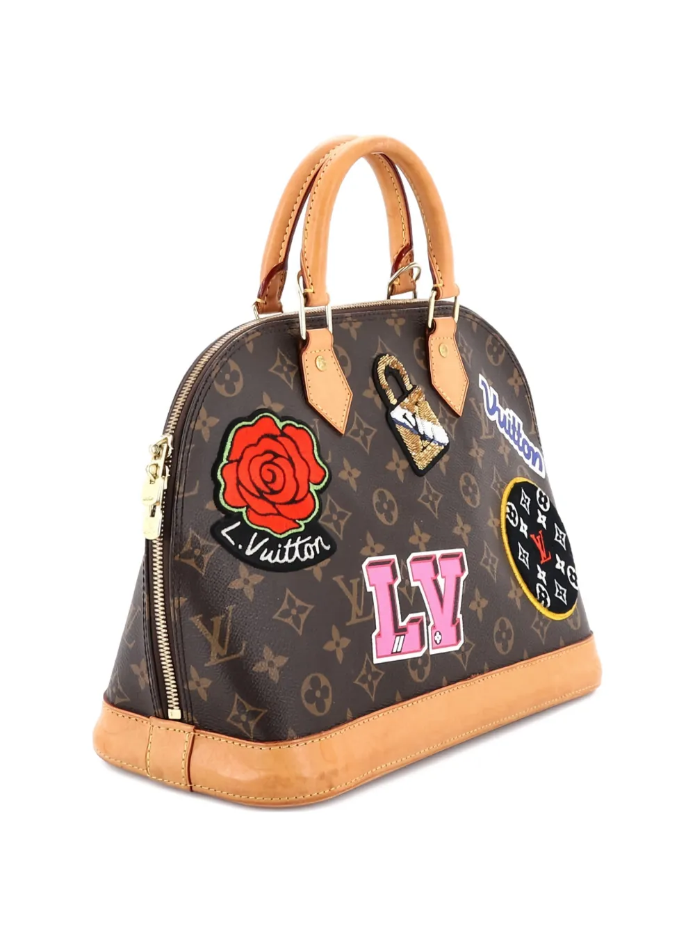 Louis Vuitton Pre-Owned Alma Handbag Limited Edition Patches Monogram Canvas PM satchel - Braun