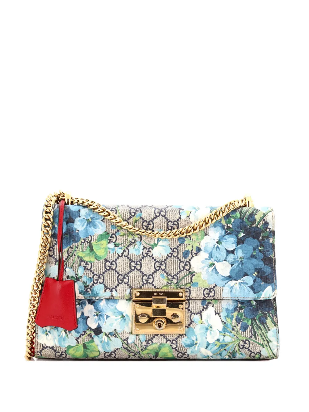 Gucci Pre-Owned Padlock Blooms Print GG Coated Canvas Medium shoulder bag - Blu
