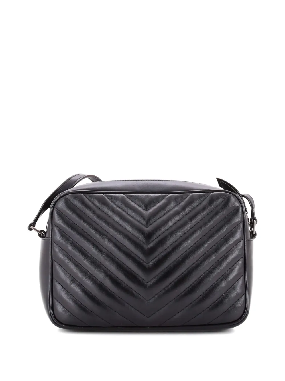 SAINT LAURENT Pre-owned Lou Camera Bag Matelasse Chevron Leather Small Crossbody Bag In Black