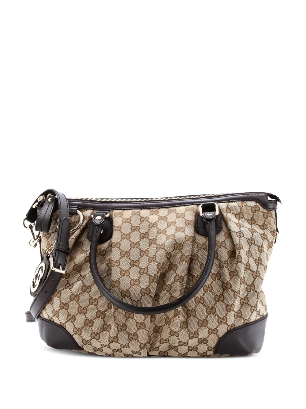 Gucci Pre-Owned Sukey Top Handle GG Canvas with Leather Large satchel - Brown
