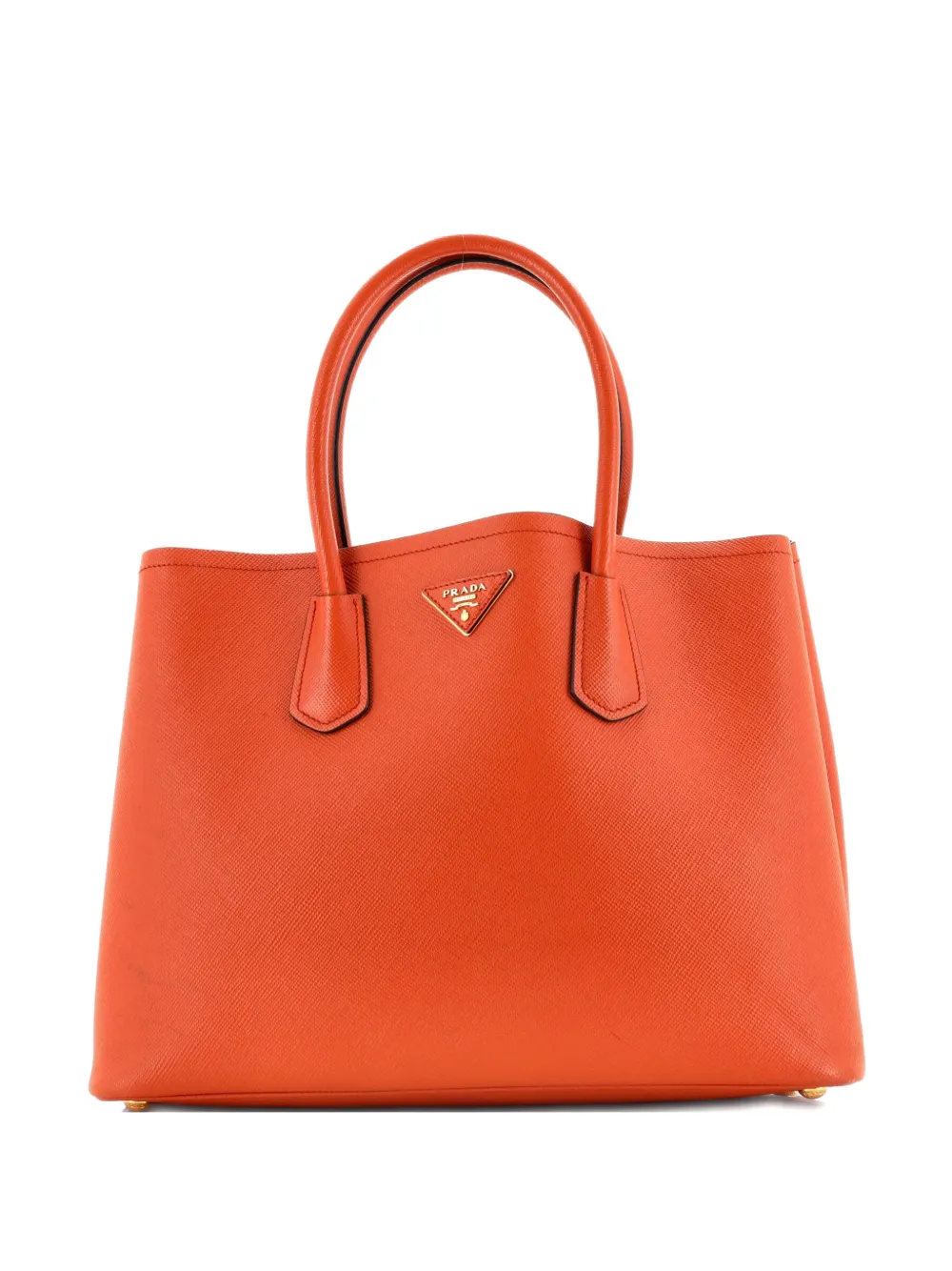 Prada Pre-Owned Borsa tote Cuir Double grande in pelle Saffiano - Arancione