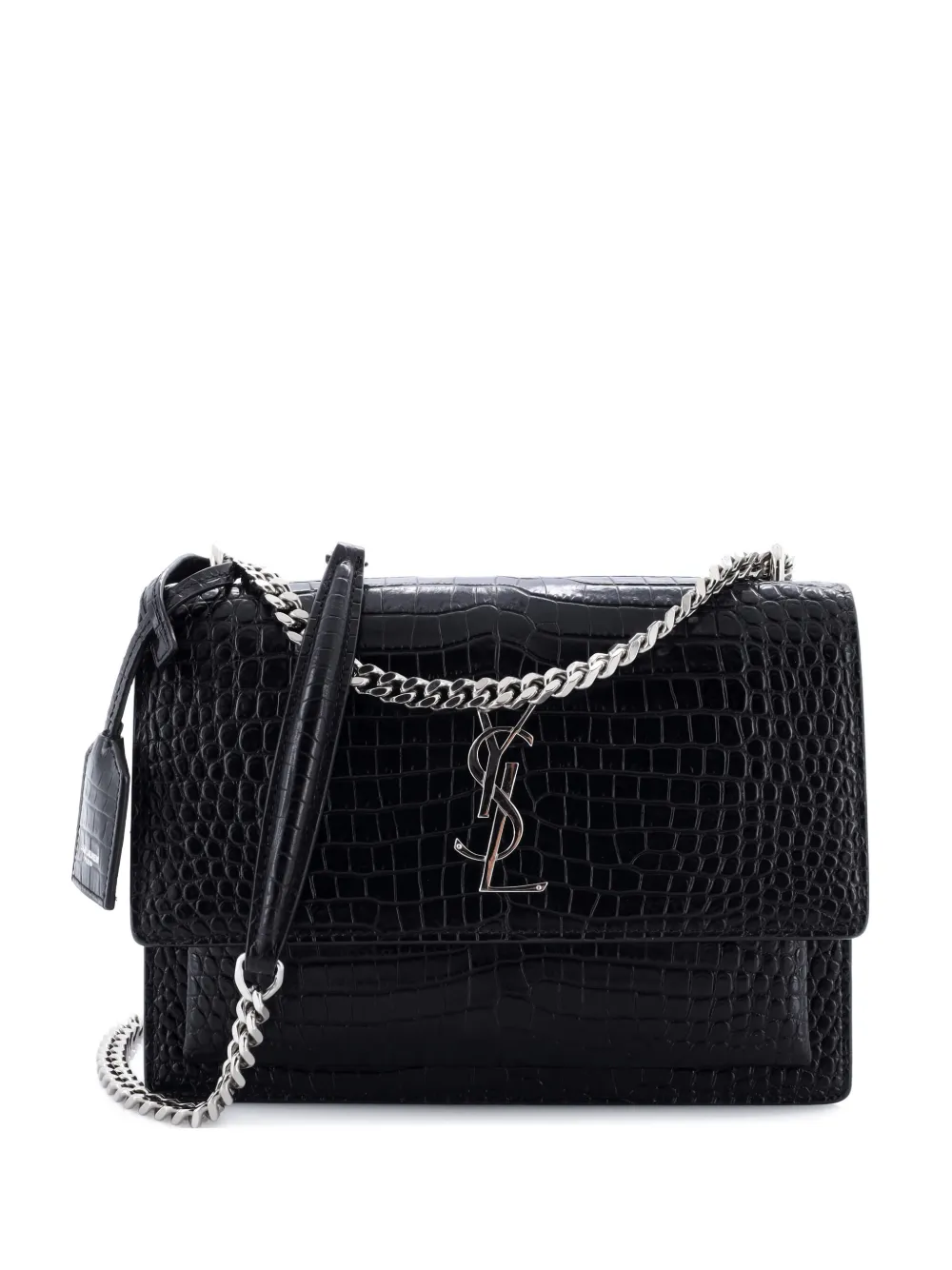 Saint Laurent Pre-Owned Sunset Crocodile Embossed Leather Medium crossbody bag - Black