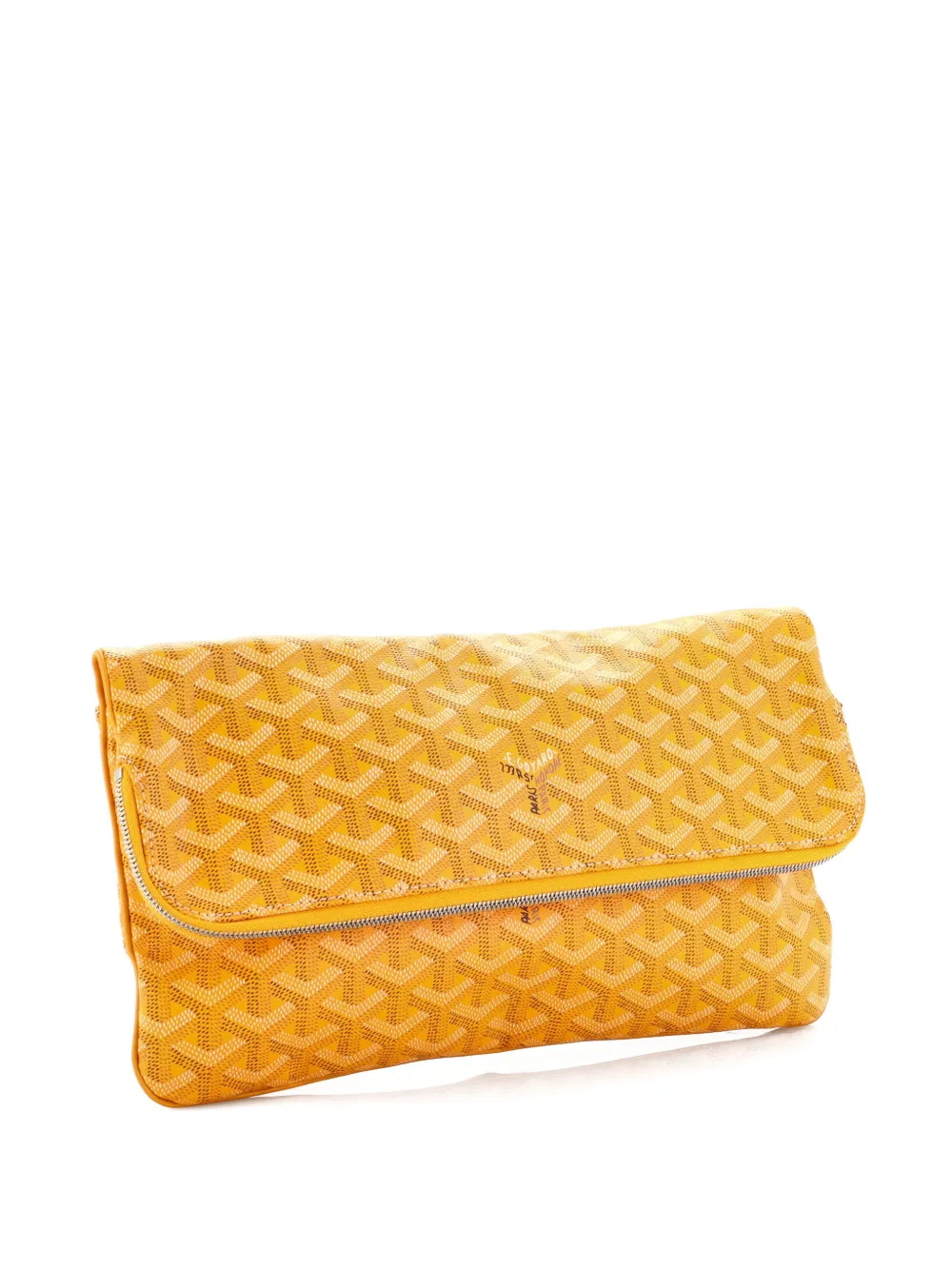 Pre-owned Goyard Saint Marie Coated Canvas Clutch Bag In Yellow