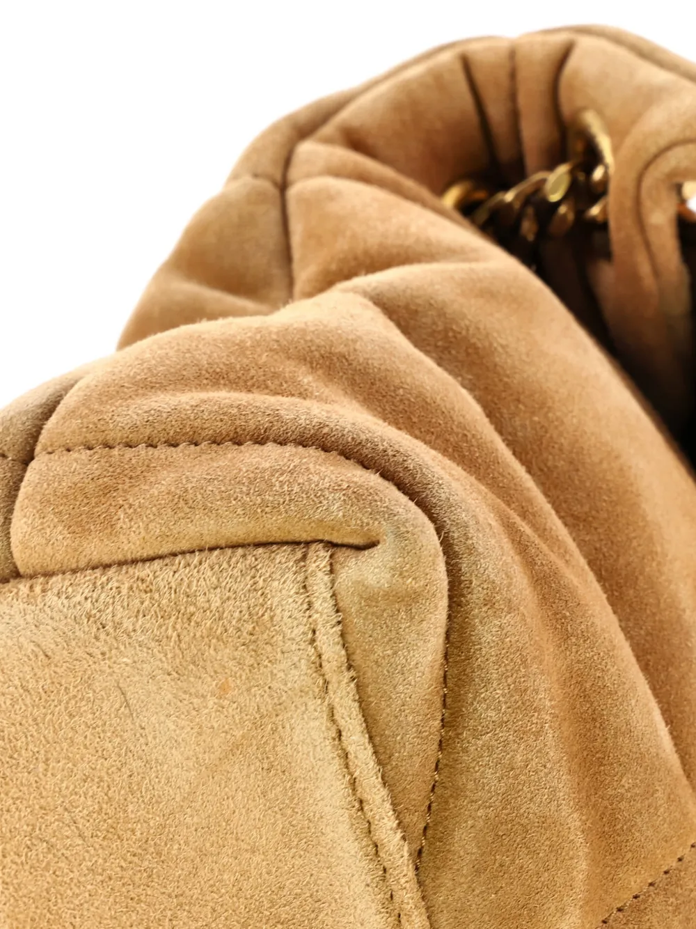 Pre-owned Saint Laurent Loulou Puffer Quilted Suede Small Shoulder Bag In Brown