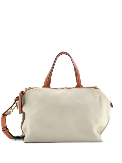 Loewe Pre-Owned Double Zip Canvas and Leather shoulder bag