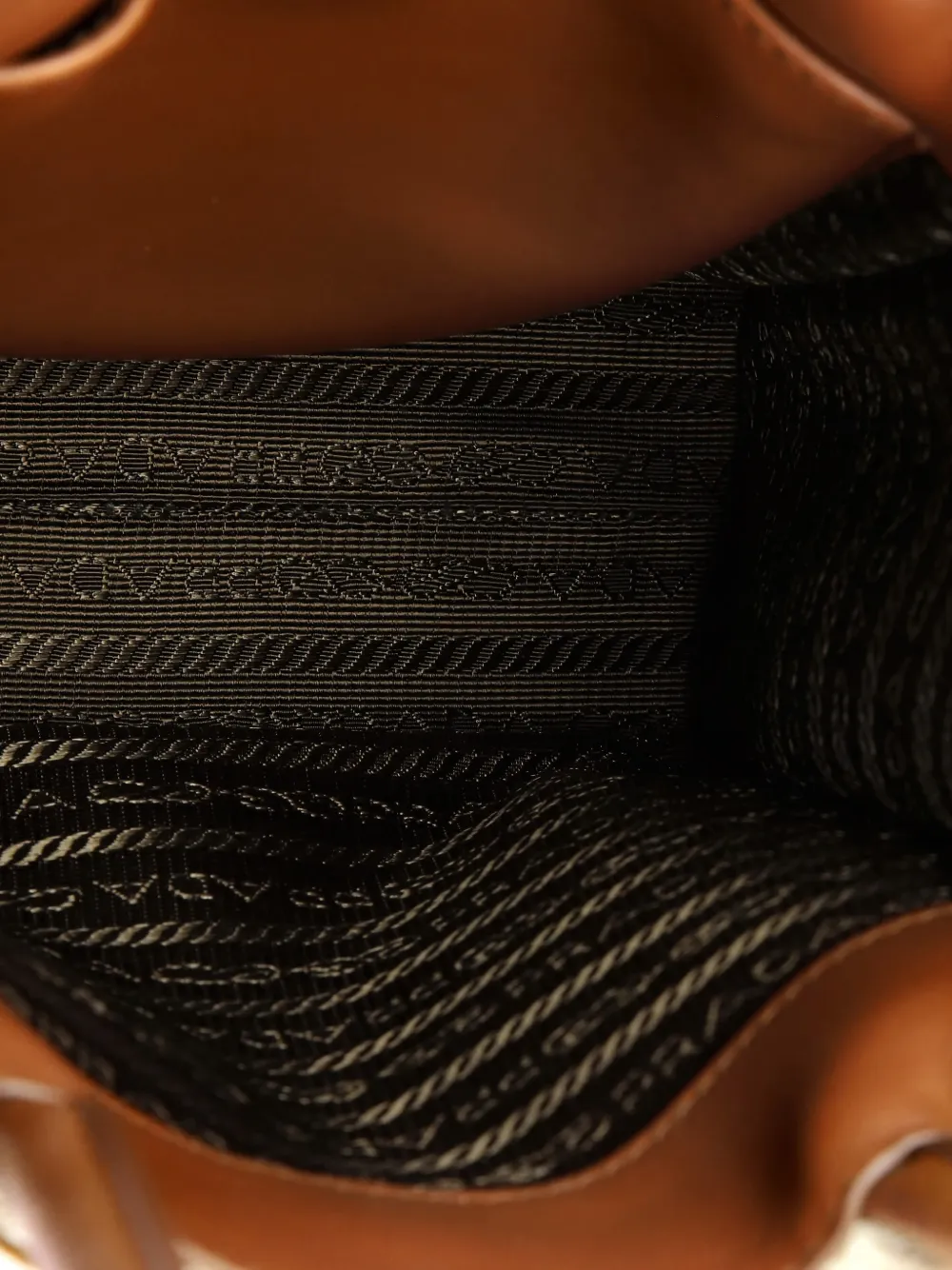 PRADA Pre-owned Symbole Shopper Tote Jacquard Mini Crossbody Bag In Brown