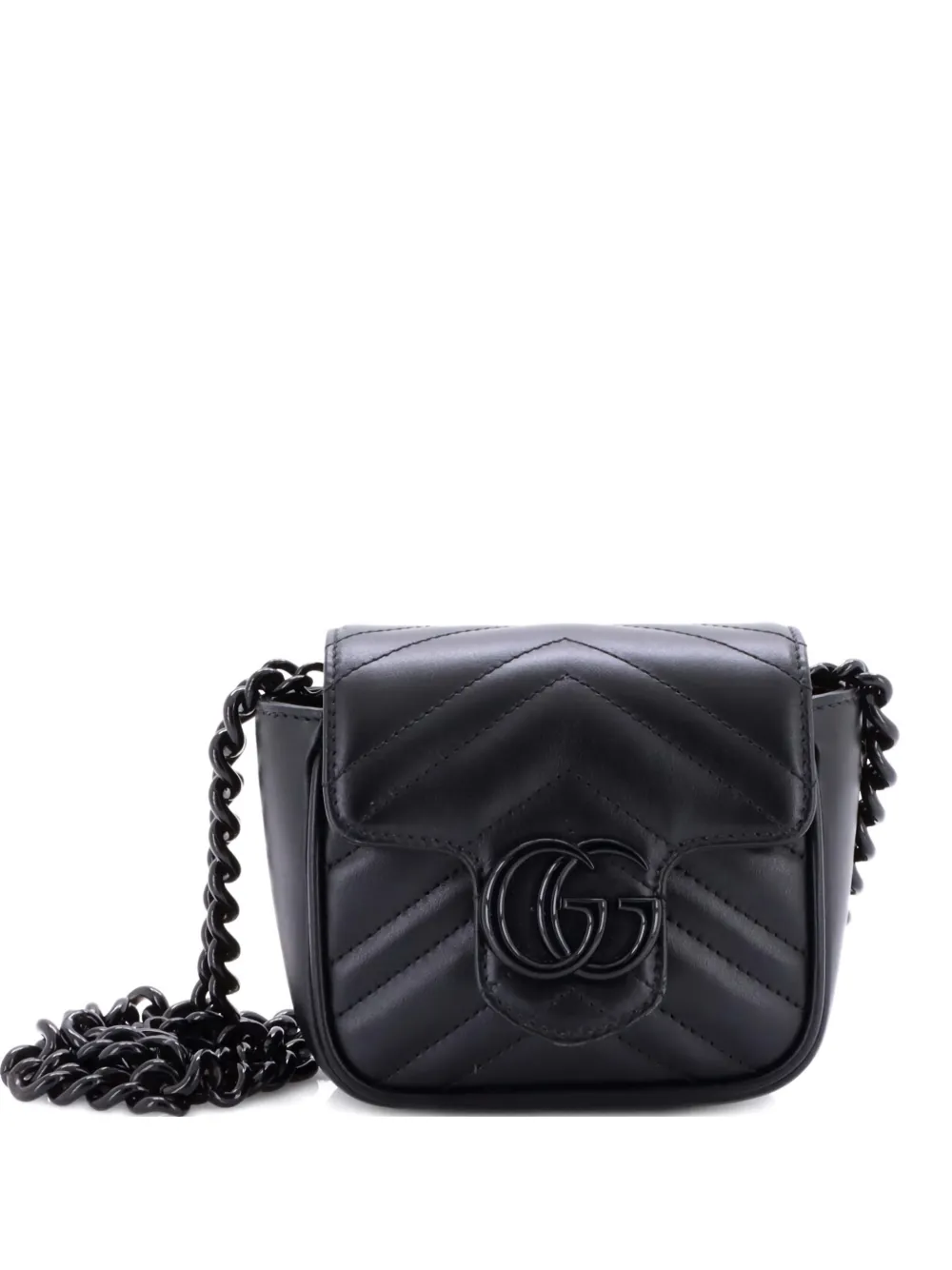 Gucci Pre-Owned GG Marmont Flap Matelasse Leather Mini belt bag - Nero