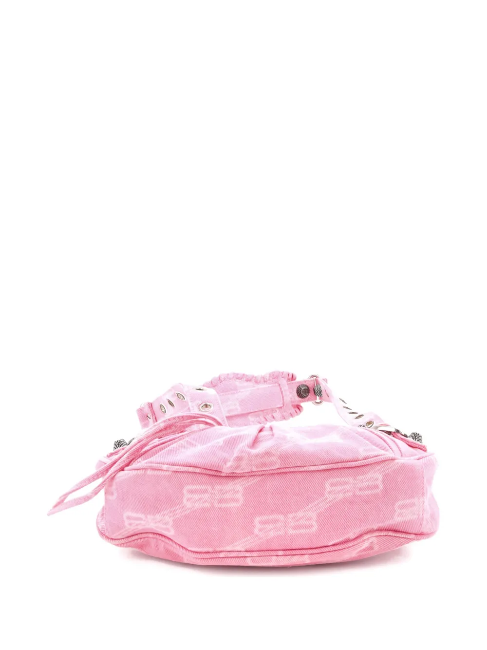Pre-owned Balenciaga Le Cagole Giant Studs Shoulder Bag Bb Denim Xs Hobo Bag In Pink