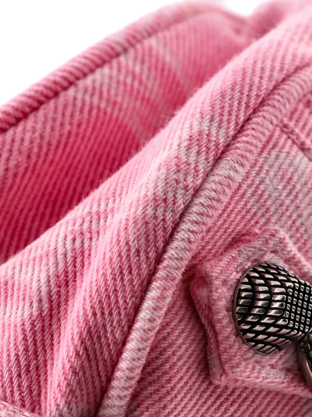 Pre-owned Balenciaga Le Cagole Giant Studs Shoulder Bag Bb Denim Xs Hobo Bag In Pink