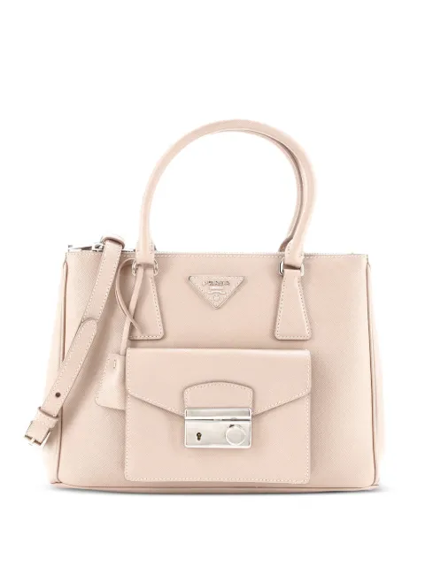 Prada Pre-Owned Front Pocket Double Zip Lux Saffiano Leather Small tote bag