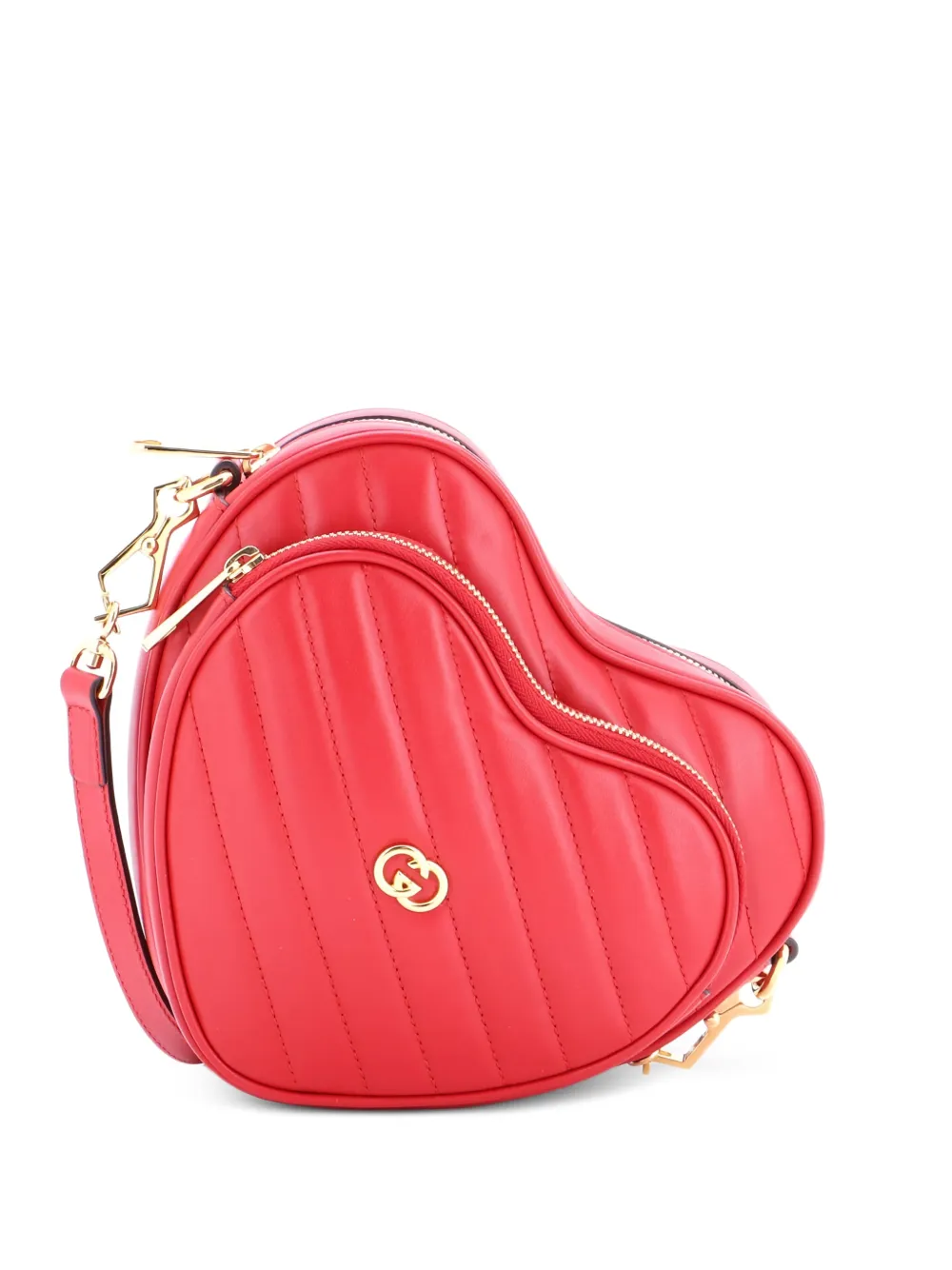 Gucci Pre-Owned Interlocking G Heart Diagonal Quilted Leather Mini shoulder bag - Rosso