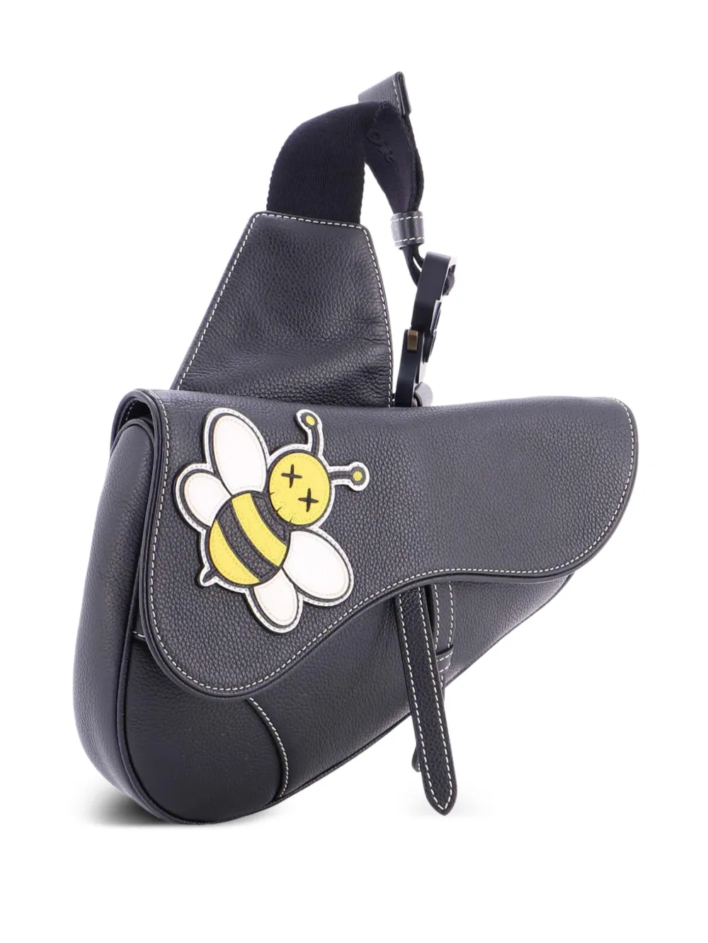 Christian Dior Pre-Owned KAWS Saddle Leather with Applique crossbody bag - Nero