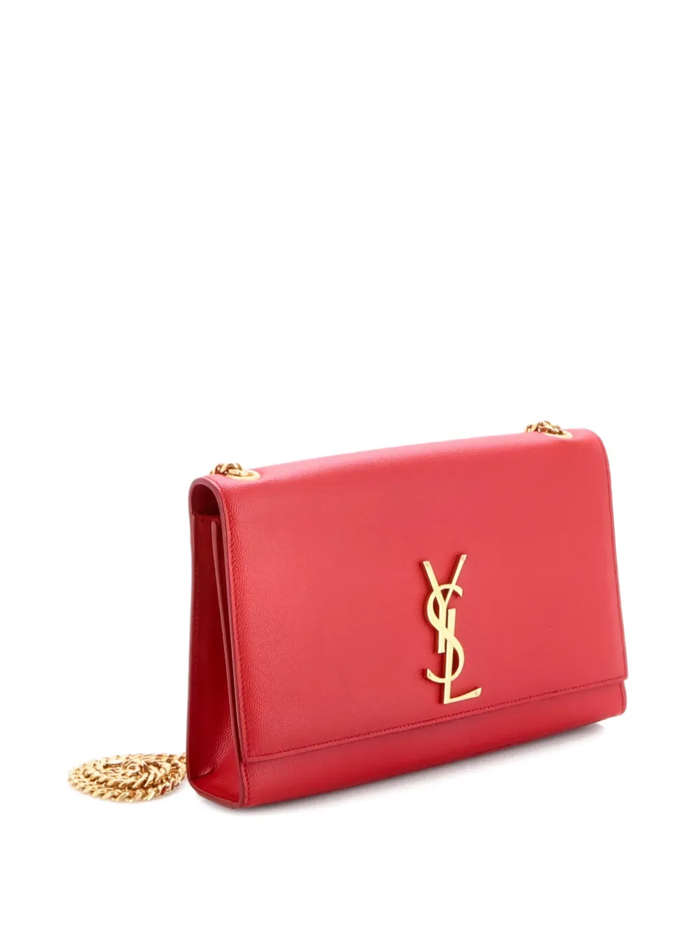 SAINT LAURENT Pre-owned Classic Monogram Grainy Leather Medium Crossbody Bag In Red