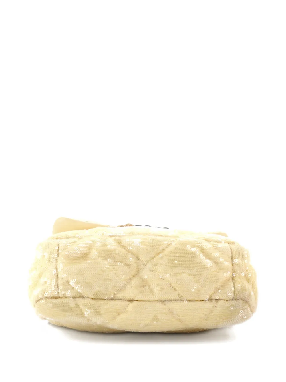 Pre-owned Chanel 19 Flap Bag Quilted Sequins Medium Shoulder Bag In Yellow