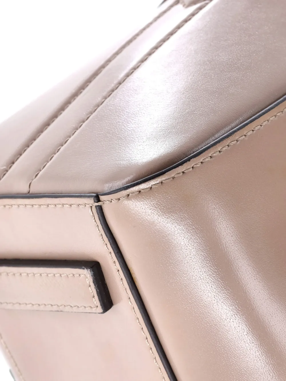 Pre-owned Givenchy Antigona Bag Glazed Leather Mini Satchel In Neutral