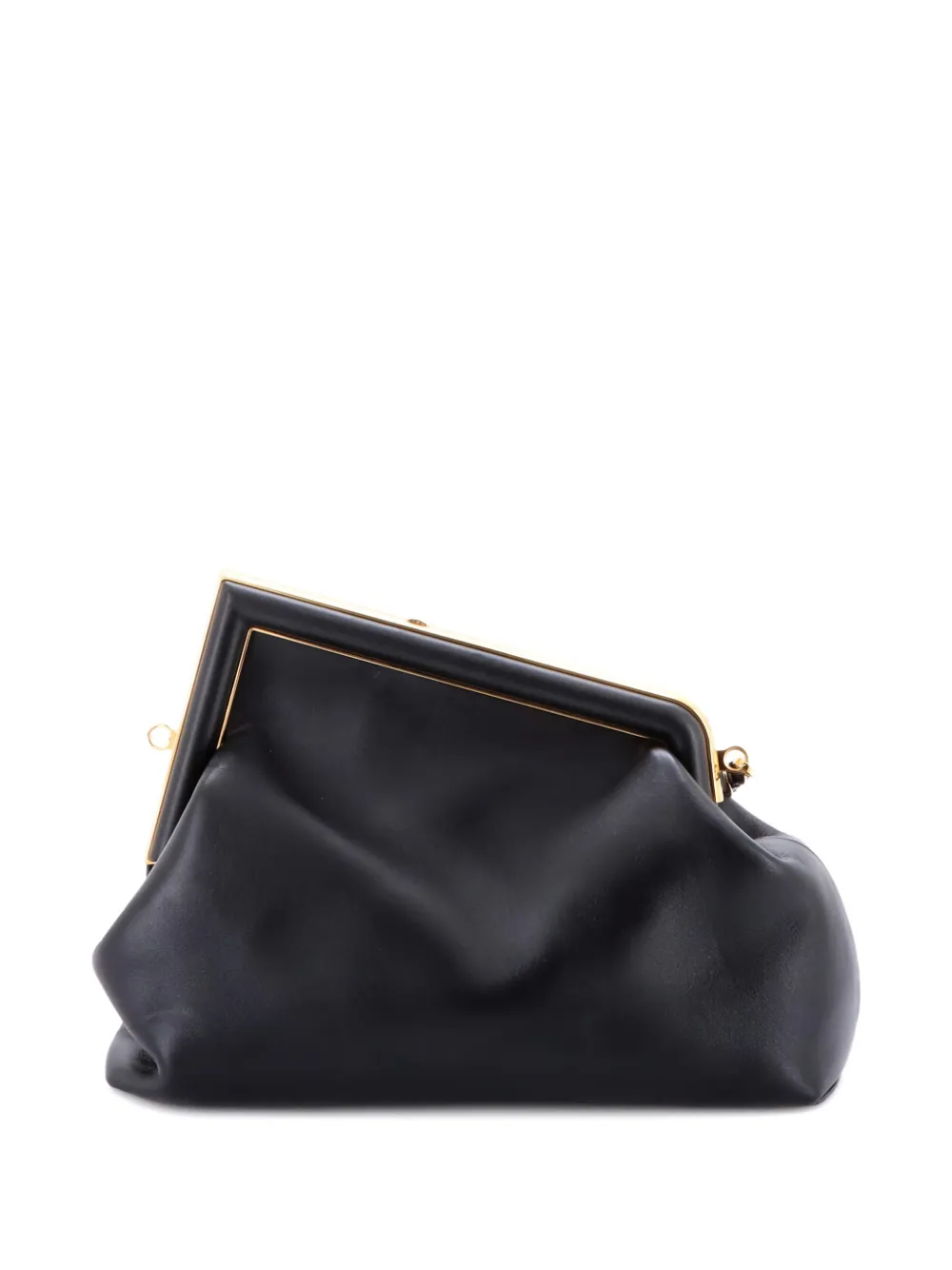 Pre-owned Fendi First Bag Leather Medium Clutch Bag In Black