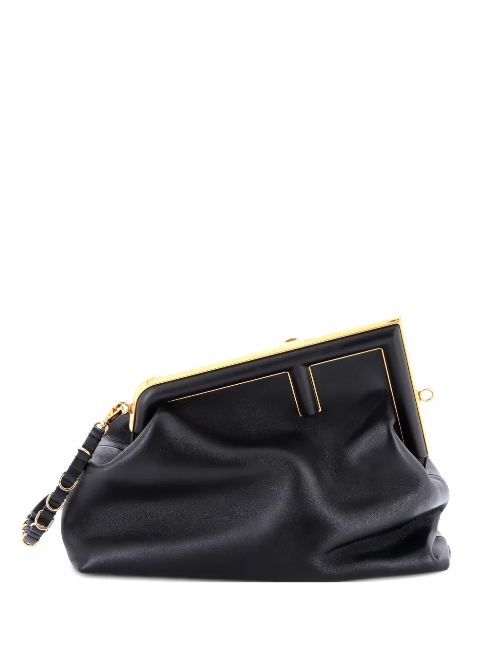 Pre-owned Fendi First Bag Leather Medium Clutch Bag In Black