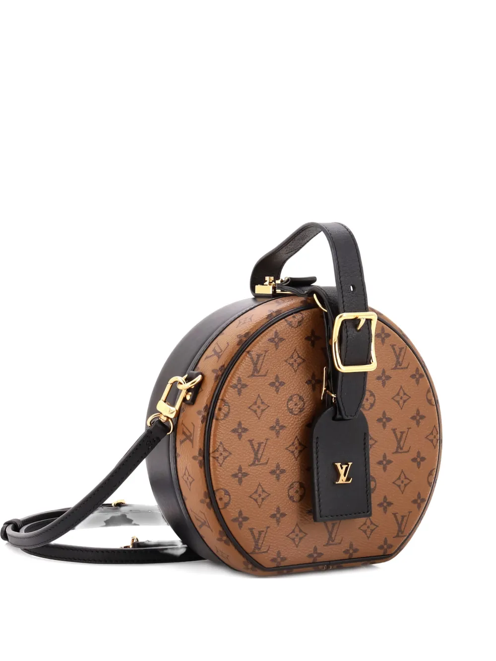 Pre-owned Louis Vuitton Petite Boite Chapeau Bag Reverse Monogram Canvas Shoulder Bag In Black