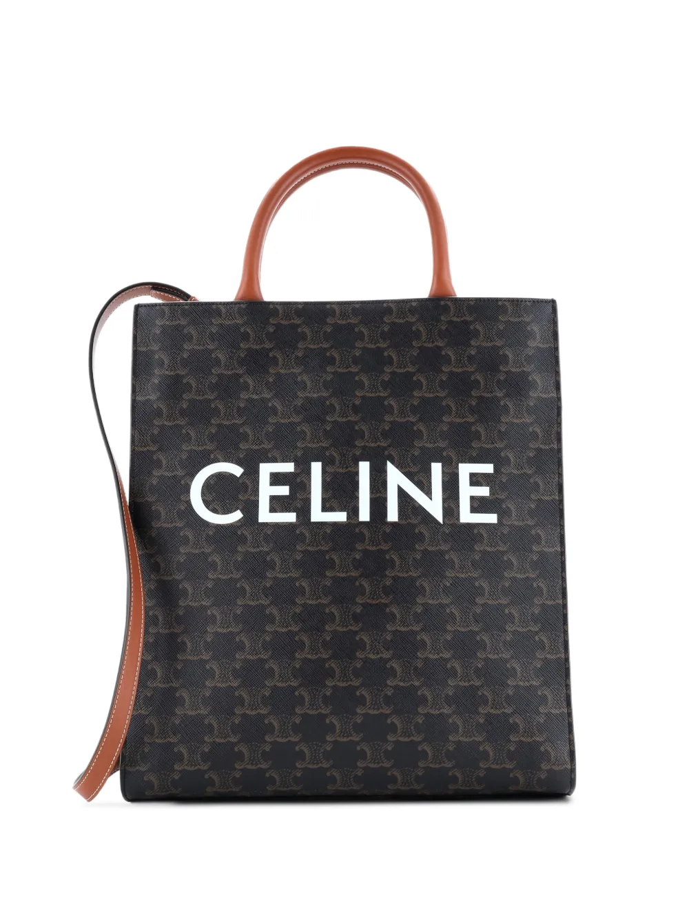 Celine Pre-Owned Vertical Cabas Triomphe Coated Canvas Small tote bag | Brown | Image 1