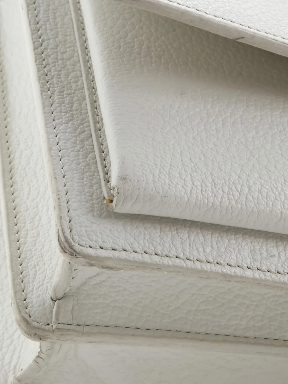 Pre-owned Saint Laurent Sunset Satchel Leather Medium Crossbody Bag In White