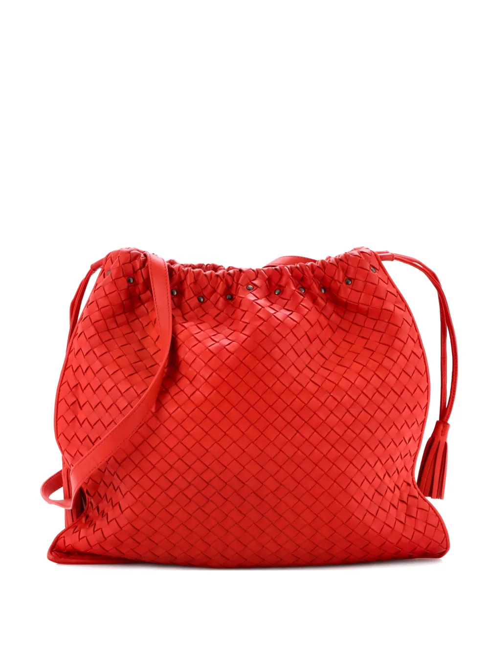 Bottega Veneta Pre-Owned Drawstring Tassel Intrecciato Nappa Medium tote bag - Rosso