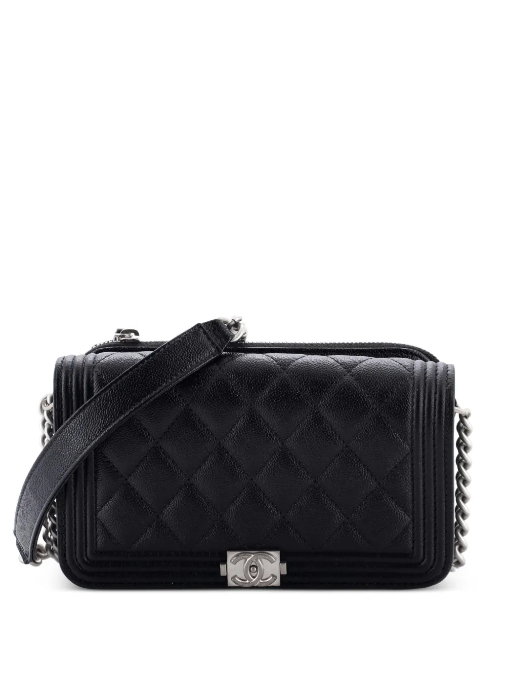 CHANEL Pre-Owned Boy Flap Phone Holder with Chain Quilted Caviar crossbody bag - Nero