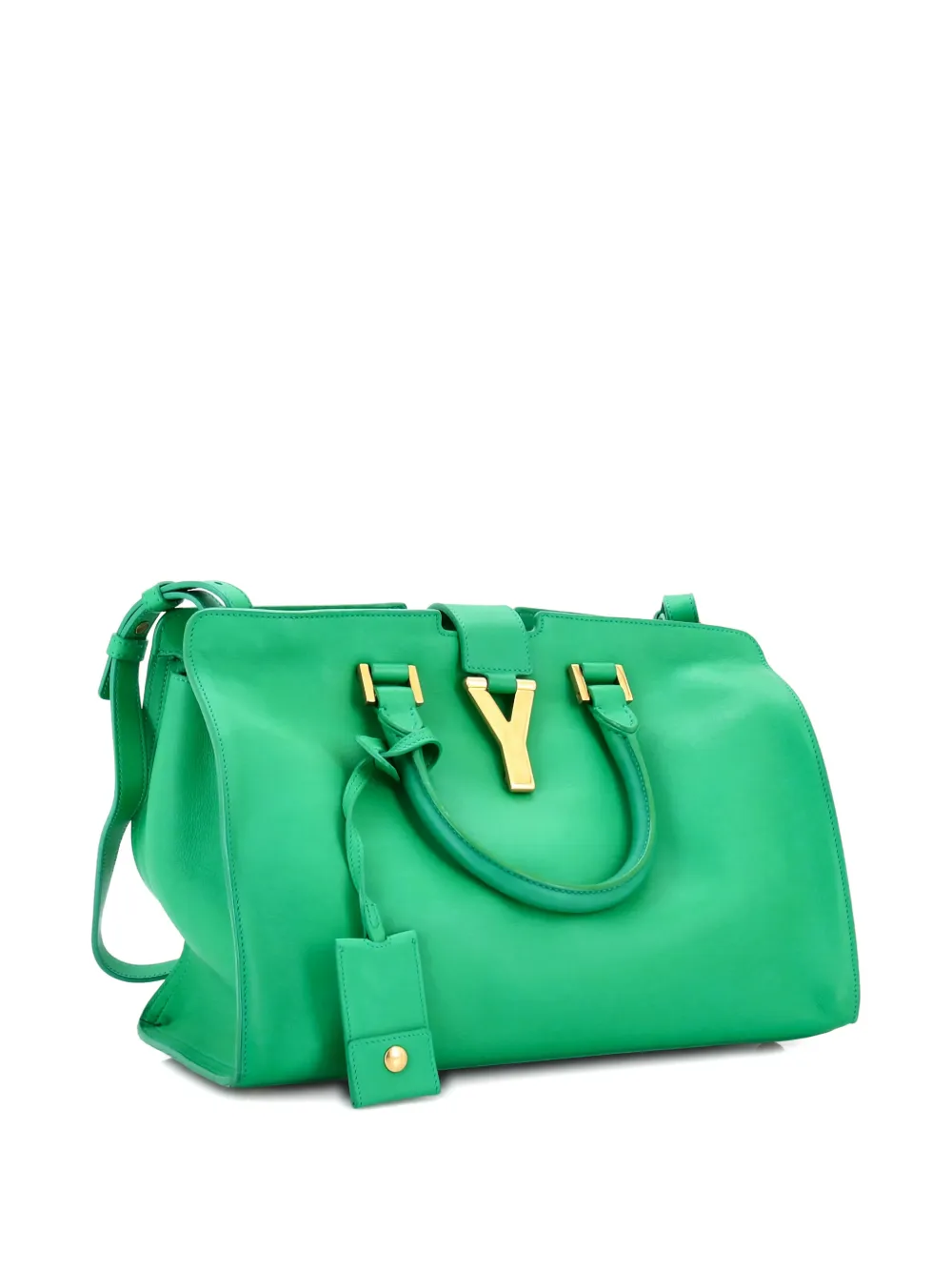SAINT LAURENT Pre-owned Classic Y Cabas Leather Small Satchel In Green