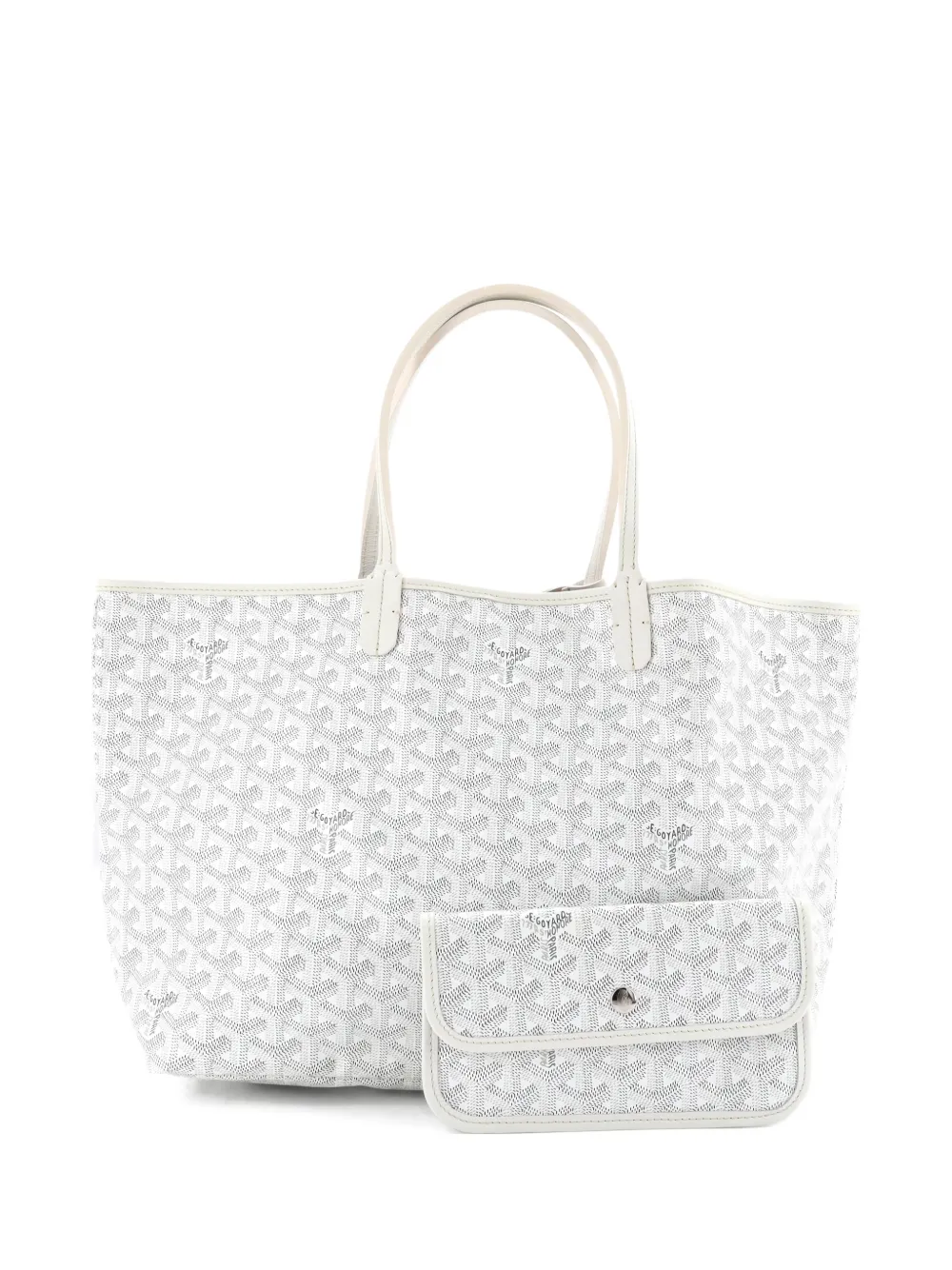 Pre-owned Goyard Saint Louis Coated Canvas Pm Tote Bag In White