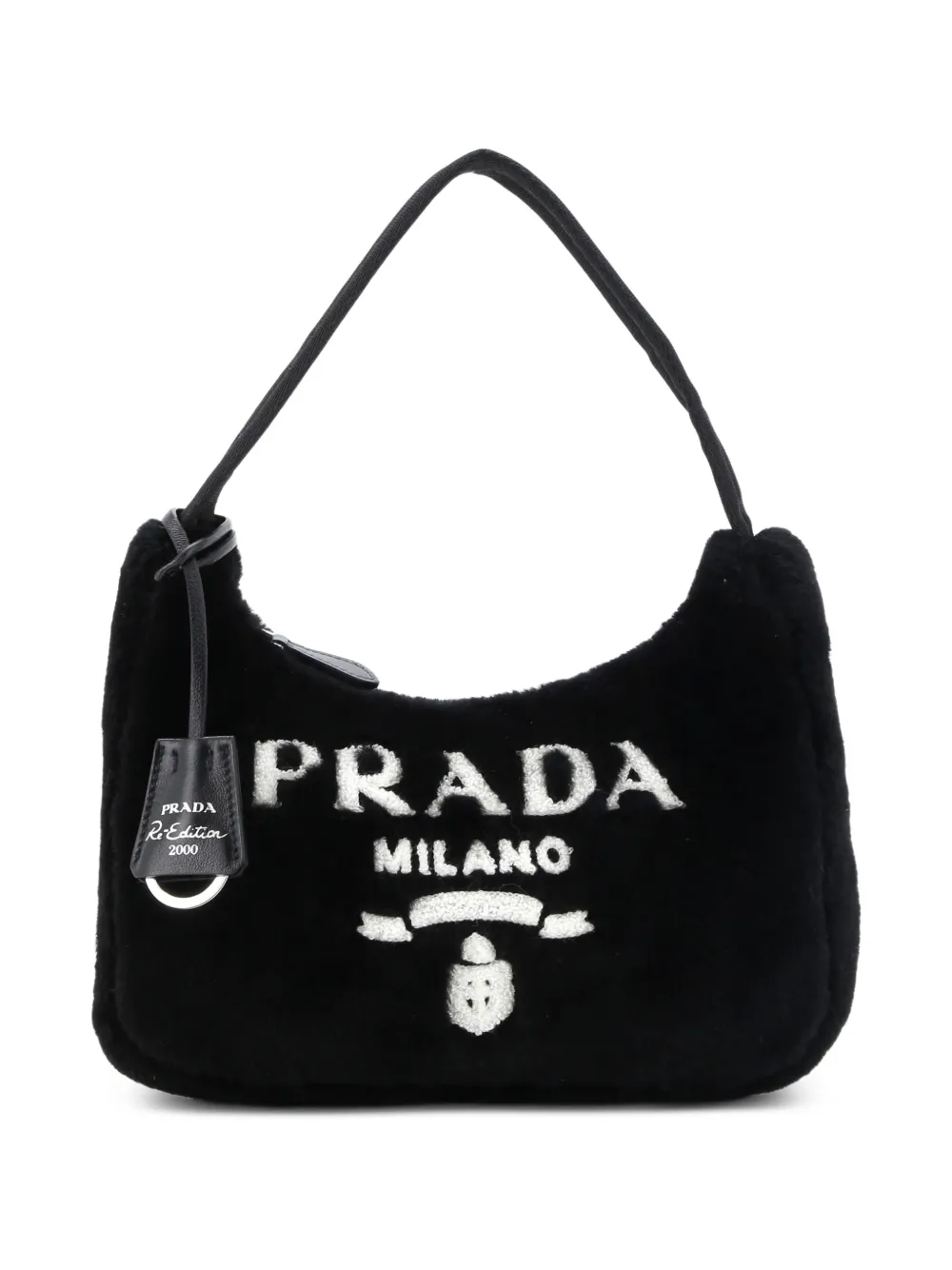 Prada Pre-Owned Re-Edition 2000 Terry Cloth Mini hobo bag | Black | Image 1