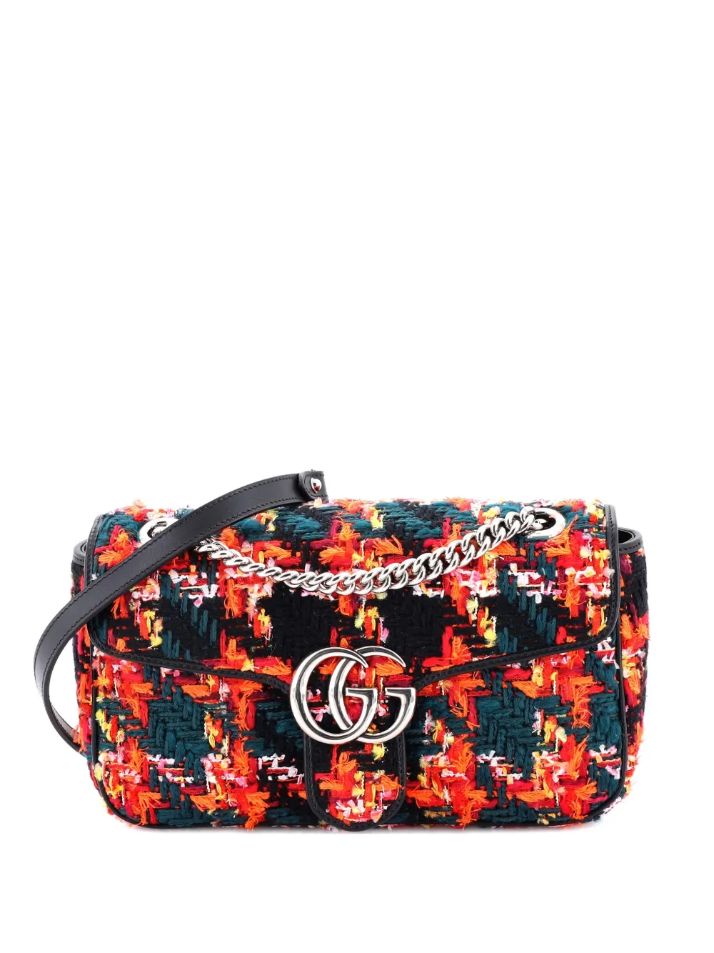 Gucci Pre-Owned GG Marmont Flap Bag Tweed Small shoulder bag - Nero