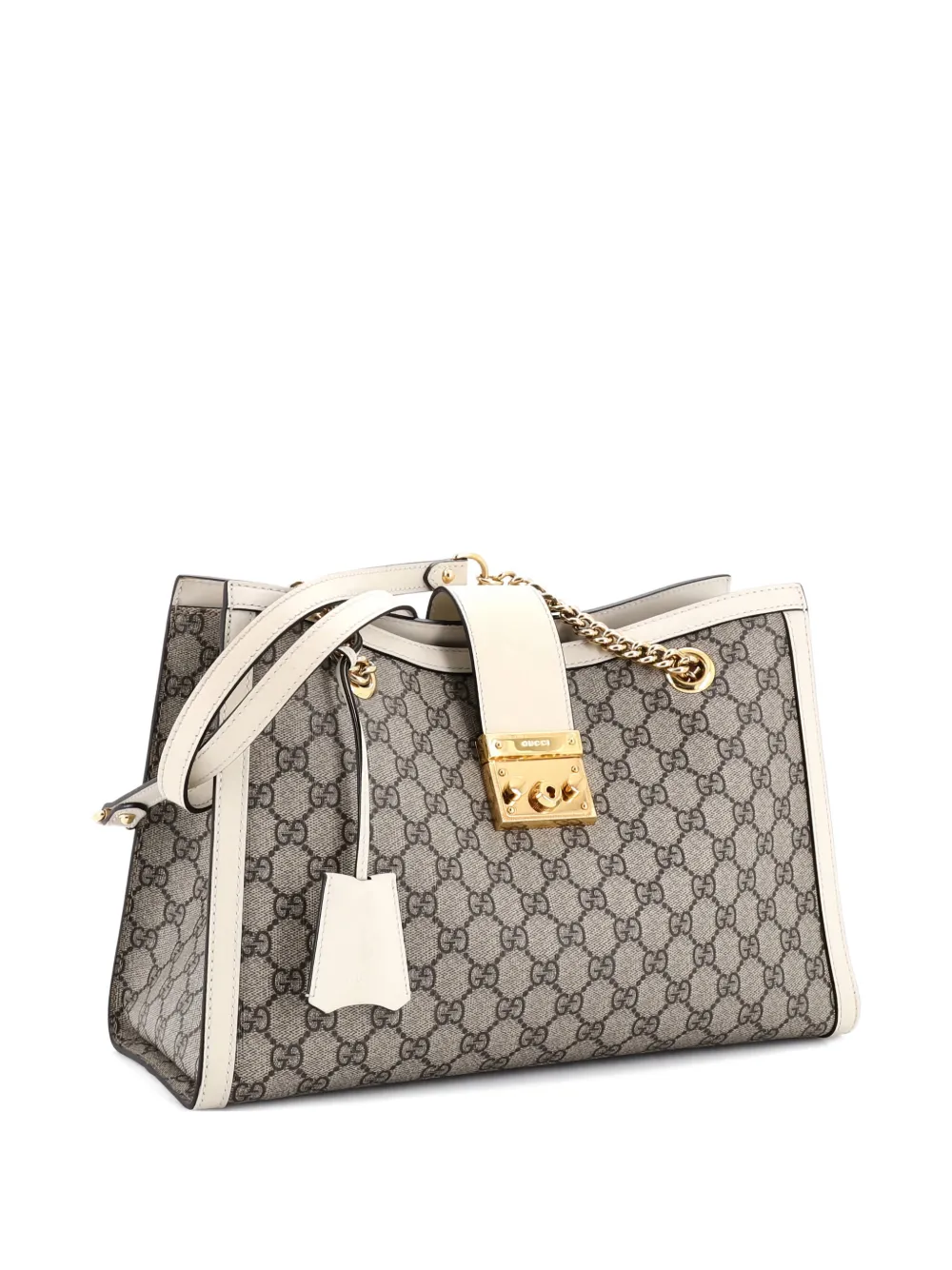 Padlock Chain Gg Coated Canvas With Leather Medium Tote Bag