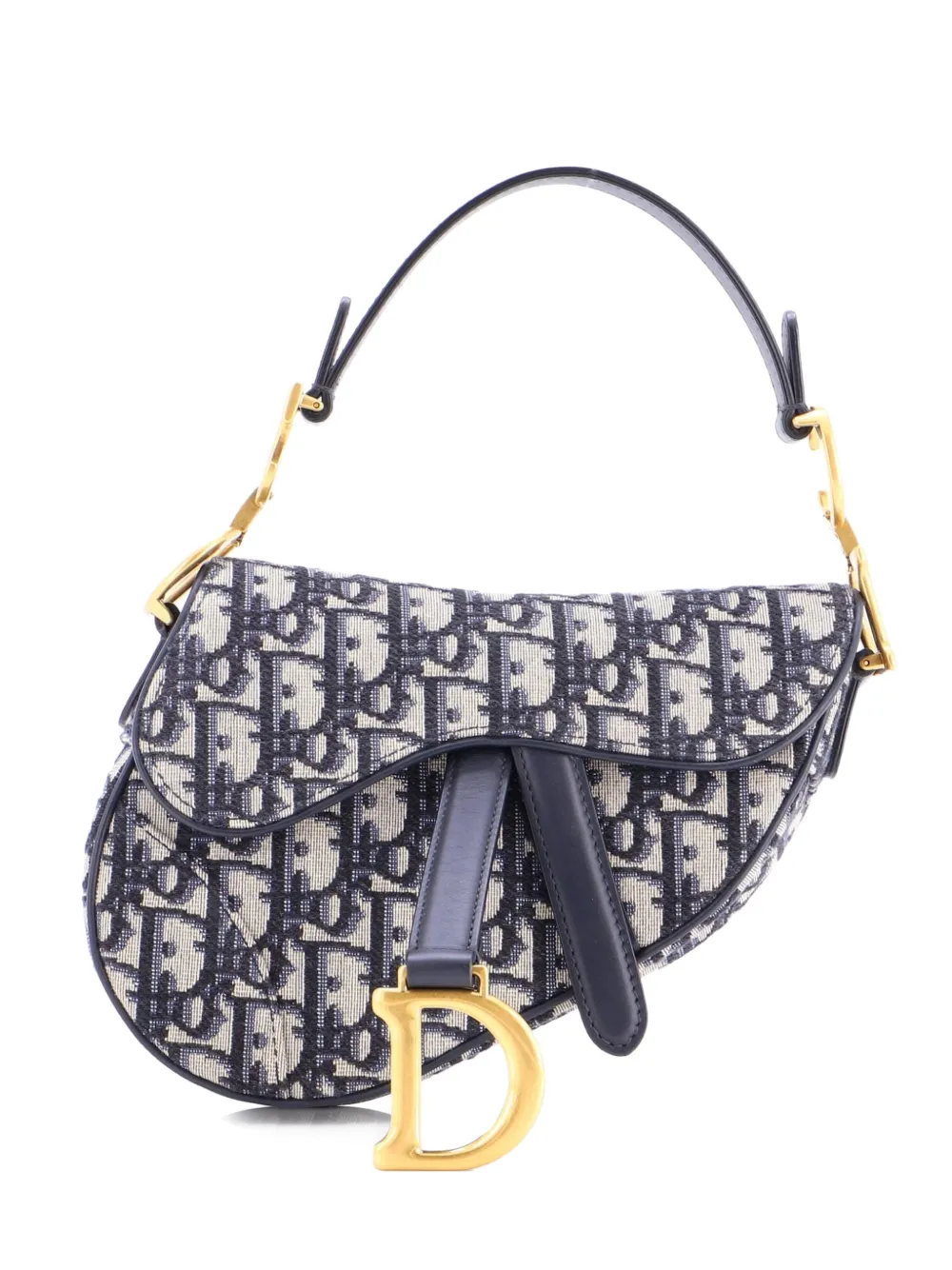 Christian Dior Pre-Owned Borsa a spalla Saddle mini in tela con motivo Oblique - Blu
