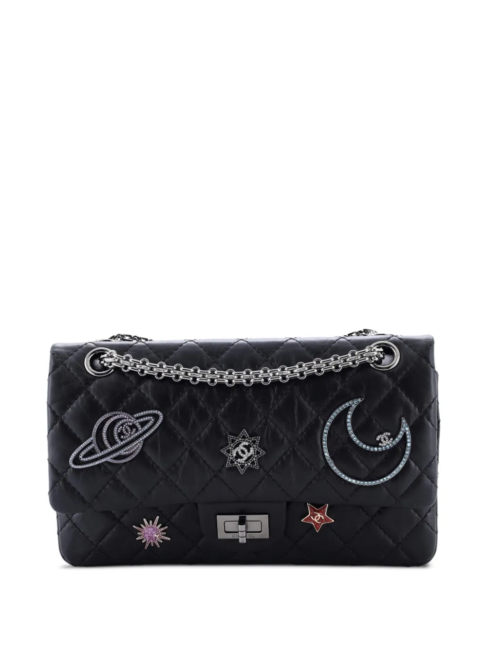 CHANEL Pre-Owned Space Charms Reissue 2.55 Flap Bag Quilted Aged Calfskin 225 shoulder bag - Nero