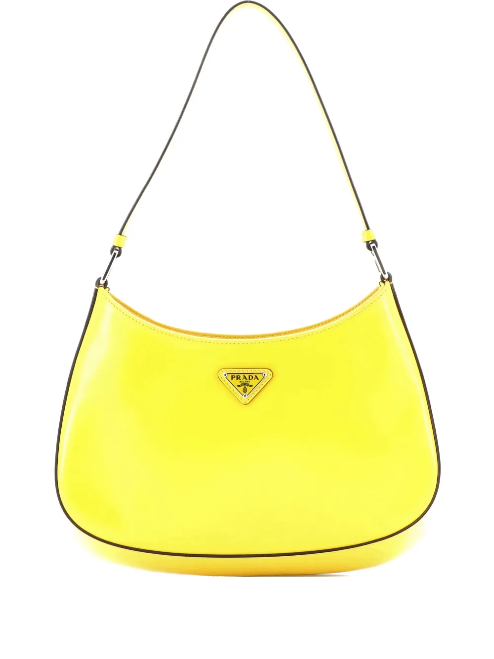 Pre-owned Prada Cleo Shoulder Bag Spazzolato Leather Medium Hobo Bag In Yellow