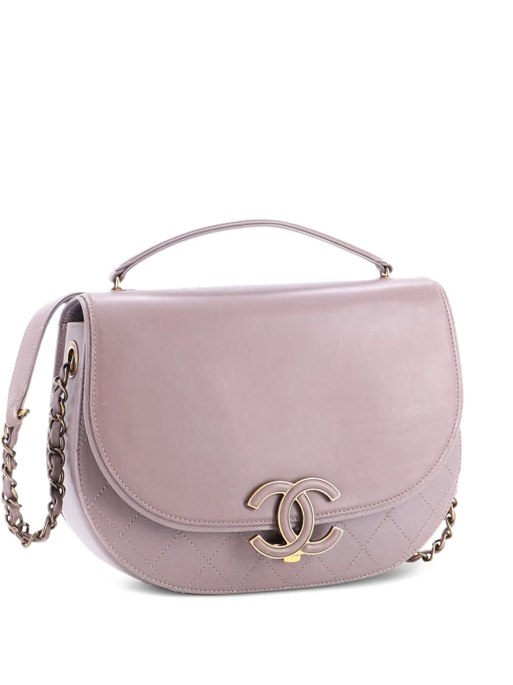 CHANEL Pre-Owned Coco Curve Flap Messenger Calfskin and Quilted Goatskin Medium crossbody bag - Toni neutri