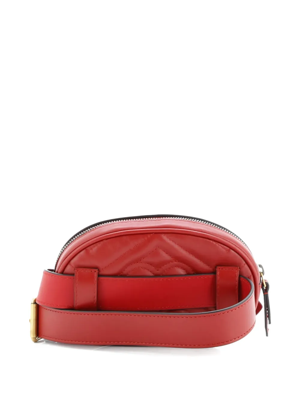 Pre-owned Gucci Gg Marmont Matelasse Leather Belt Bag In Red