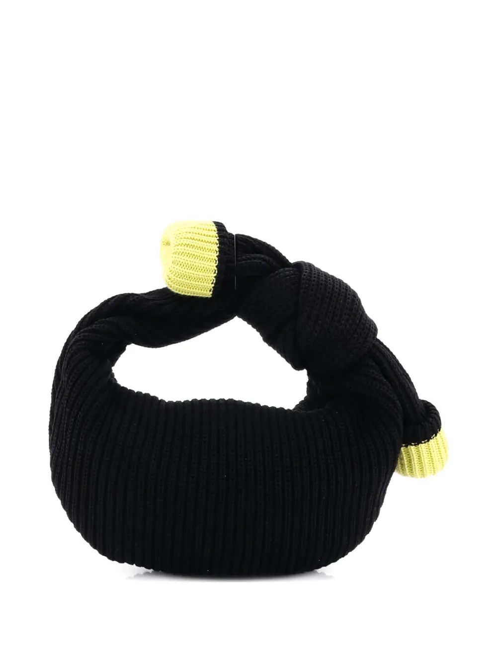 Pre-owned Bottega Veneta Bv Jodie Knitted Wool Mini Hobo Bag In Black