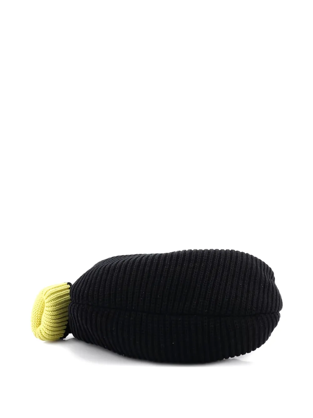 Pre-owned Bottega Veneta Bv Jodie Knitted Wool Mini Hobo Bag In Black