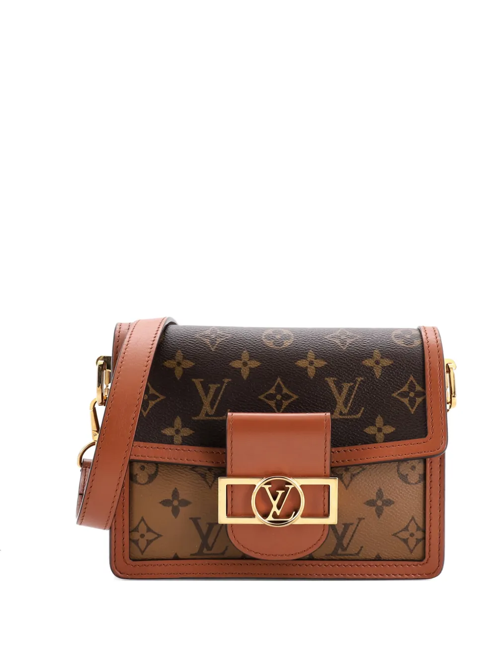 Pre-owned Louis Vuitton Dauphine Shoulder Bag Reverse Monogram Canvas Mini Crossbody Bag In Brown