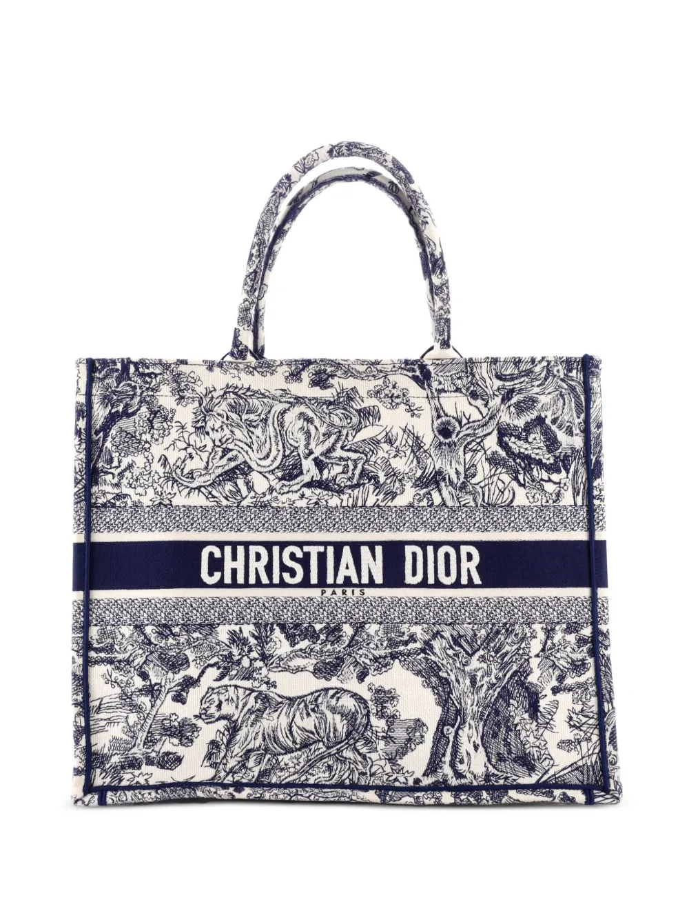 Christian Dior Pre-Owned Book Embroidered Canvas Large tote bag - Blau
