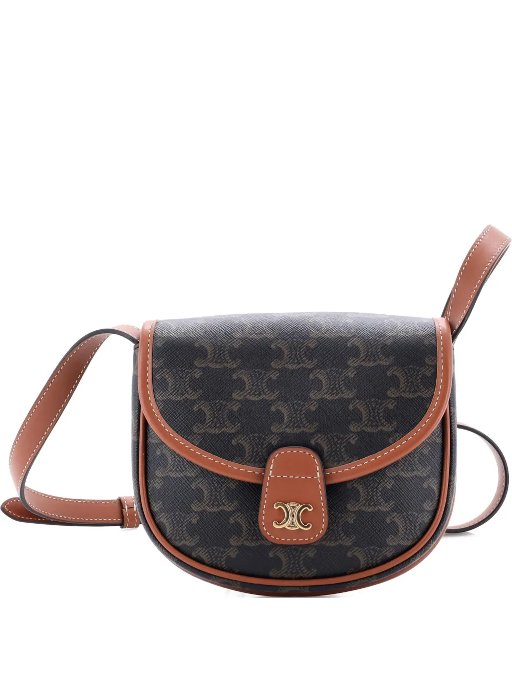 Celine Pre-Owned Besace Flap Bag Triomphe Coated Canvas Mini crossbody bag | Black | Image 1