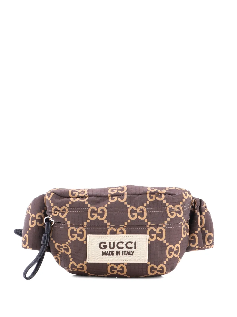 Gucci Pre-Owned Ripstop GG Nylon and Leather belt bag - Marrone