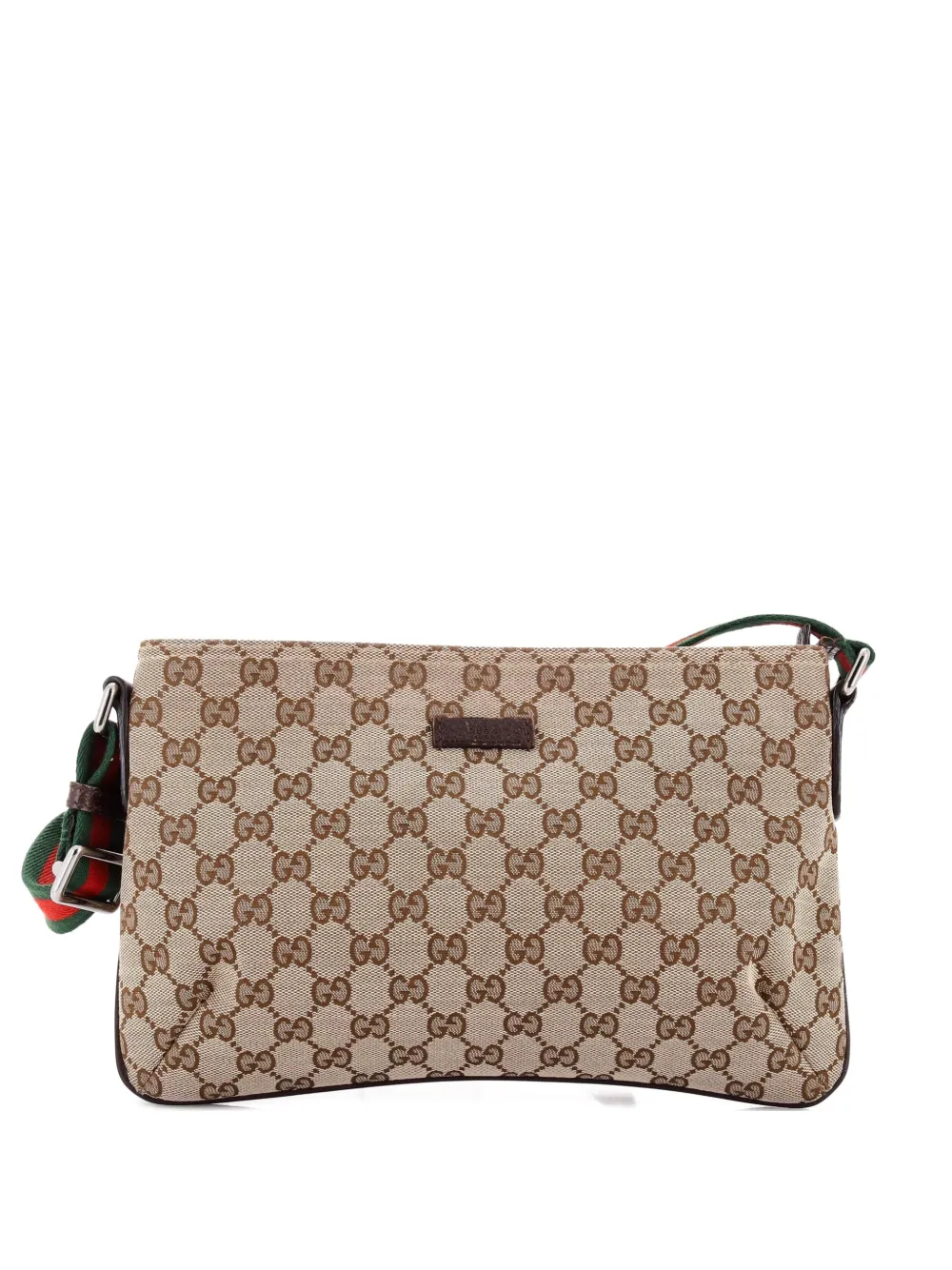 Gucci Pre-Owned Borsa a tracolla piccola in tela GG con decorazione Web - Marrone