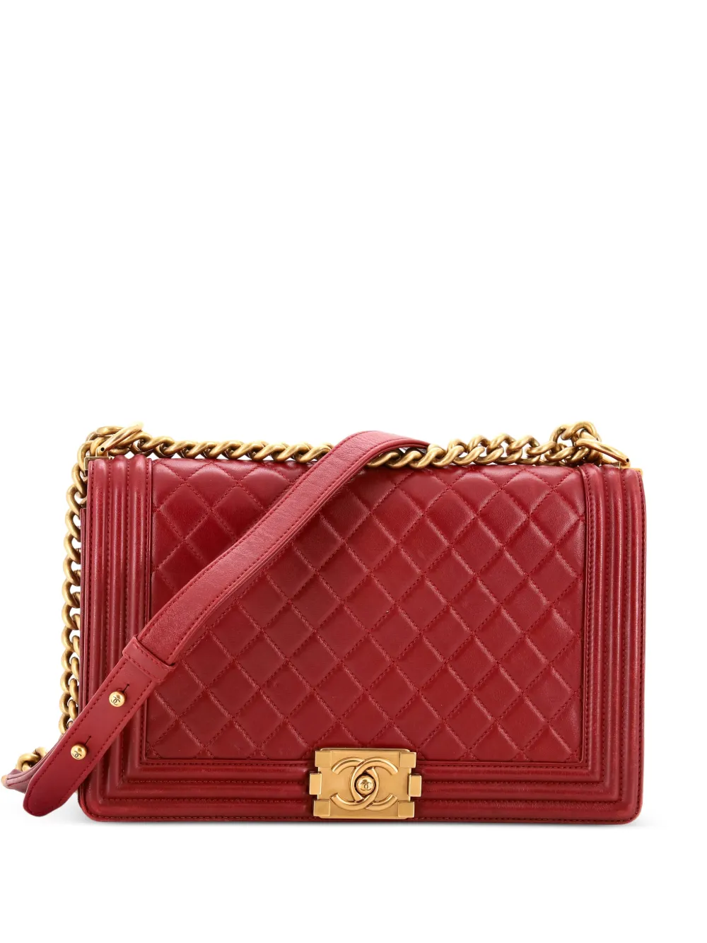 CHANEL Pre-Owned Boy Flap Bag Quilted Lambskin New Medium shoulder bag - Rosso