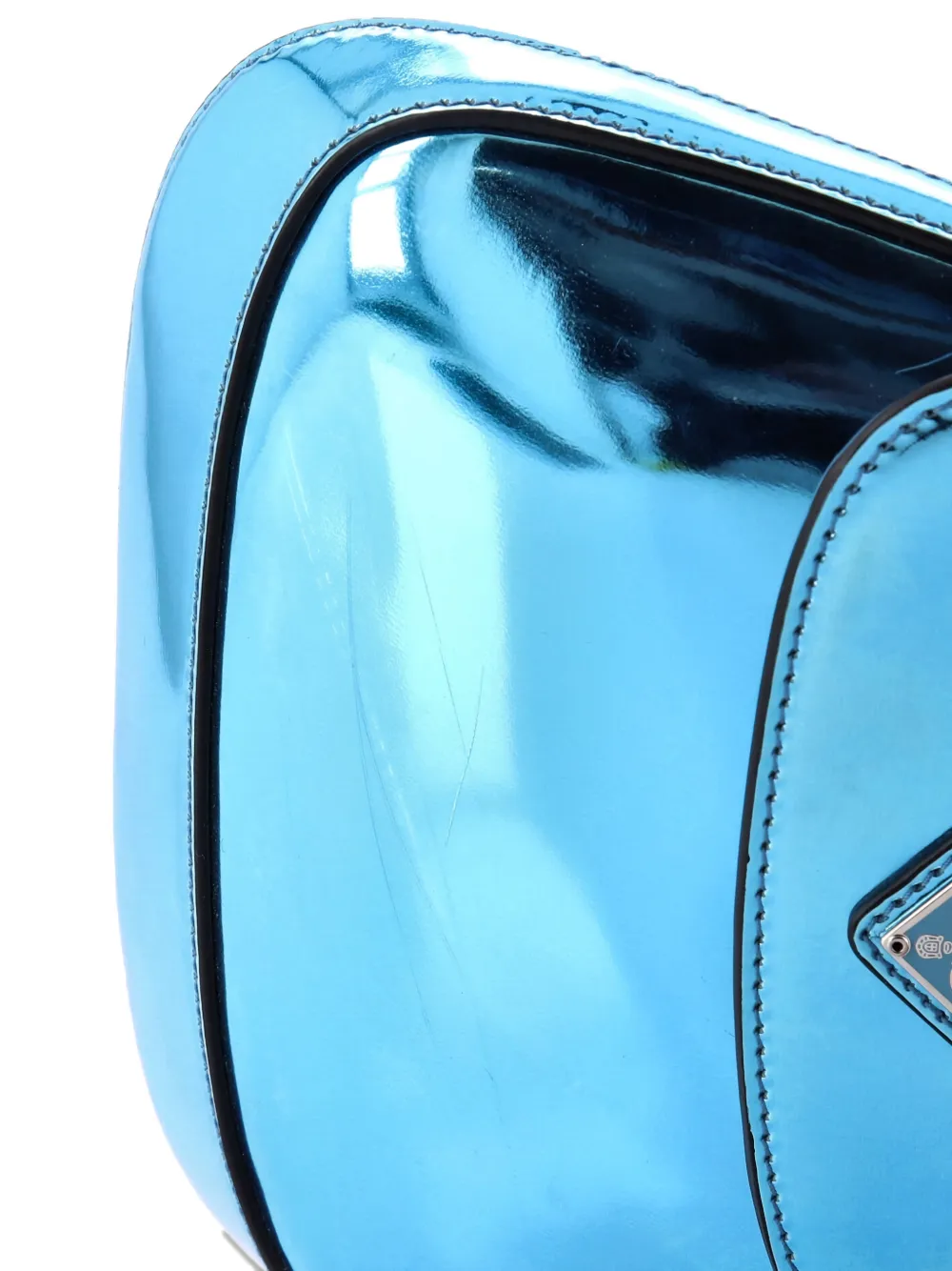 Pre-owned Prada Cleo Flap Spazzolato Leather Mini Shoulder Bag In Blue