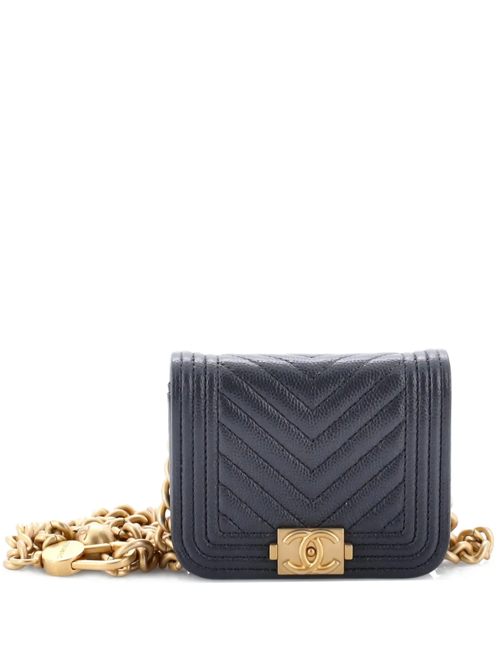 CHANEL Pre-Owned Boy Flap Chain Chevron Caviar belt bag - Grigio